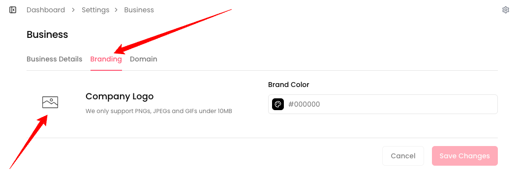 Branding settings page